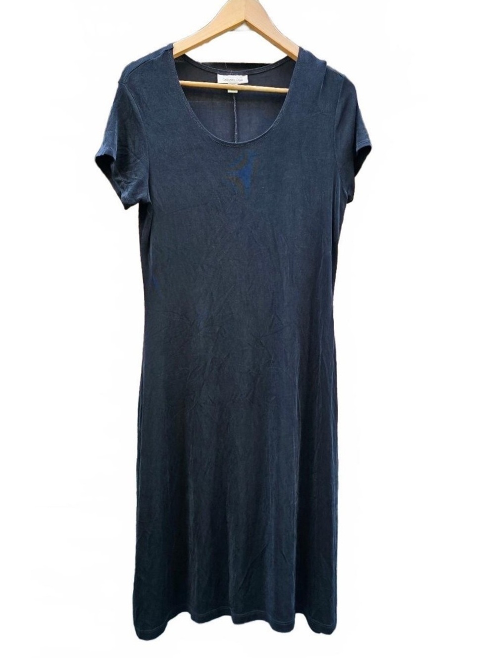 Coldwater Creek Black Travel Slinky Knit Midi Dress Flowy A-Line LBD